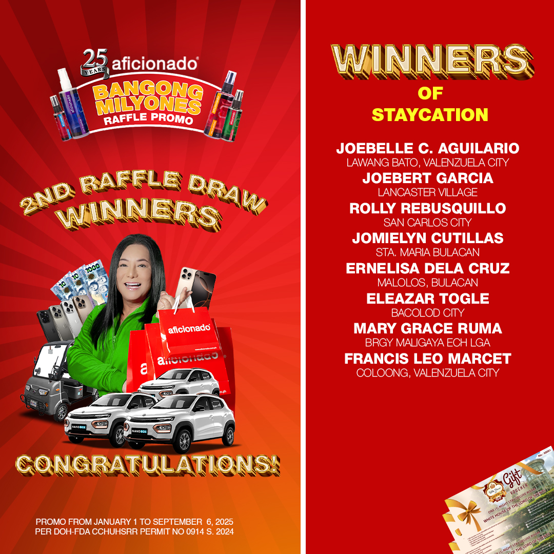Aficionado | AFICIONADO BANGONG MILYONES 2ND RAFFLE DRAW WINNERS